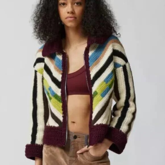 Mandinga x Urban Outfitters Suzia Crochet Sweater Jacket NWOT Size Medium - Picture 2 of 8